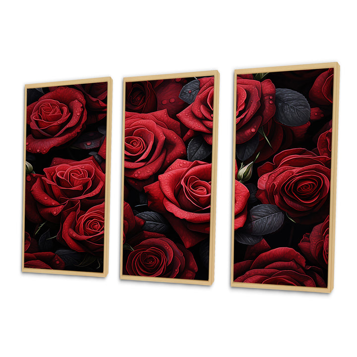 Red Black Rose Eternal Beauty IV - Canvas Multipanels Set of 3