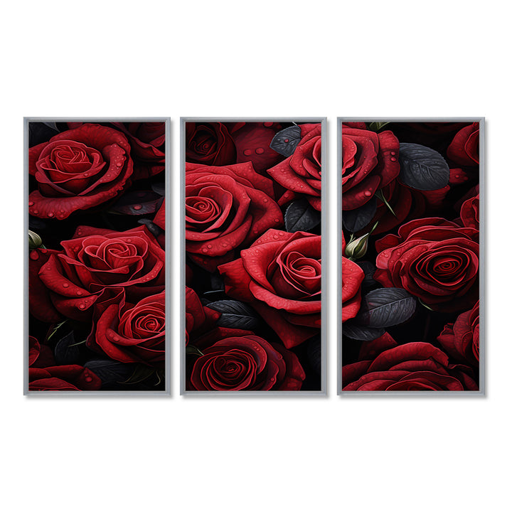 Red Black Rose Eternal Beauty IV - Canvas Multipanels Set of 3