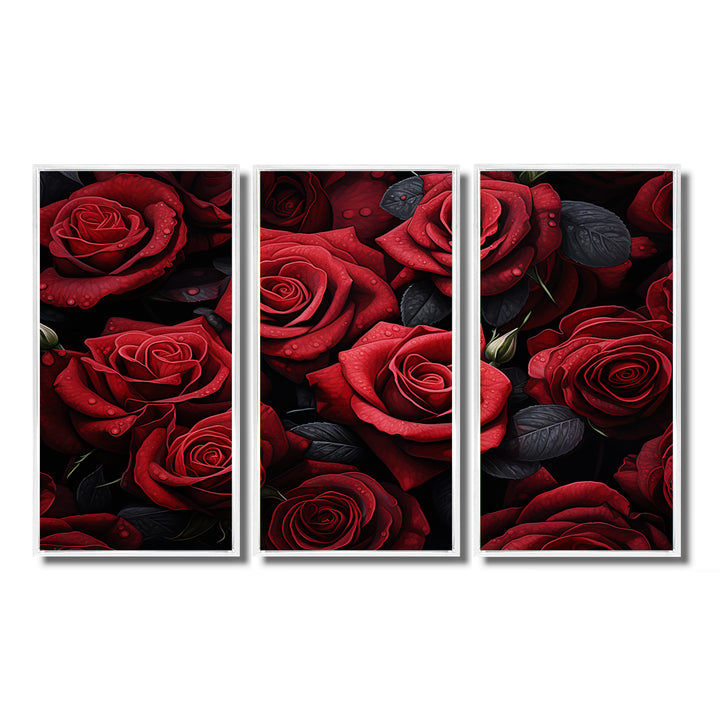 Red Black Rose Eternal Beauty IV - Canvas Multipanels Set of 3