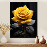 Yellow Black Rose Elegance III - Floral Canvas Wall Art