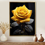 Yellow Black Rose Elegance III - Floral Canvas Wall Art