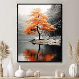 Orange And Grey Forest Autumn Elegance II - Landscapes Canvas Wall Art