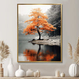 Orange And Grey Forest Autumn Elegance II - Landscapes Canvas Wall Art