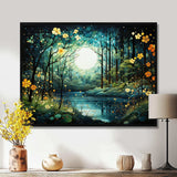 Forest Enchanted Forest Pointillism I - Landscapes Canvas Wall Art