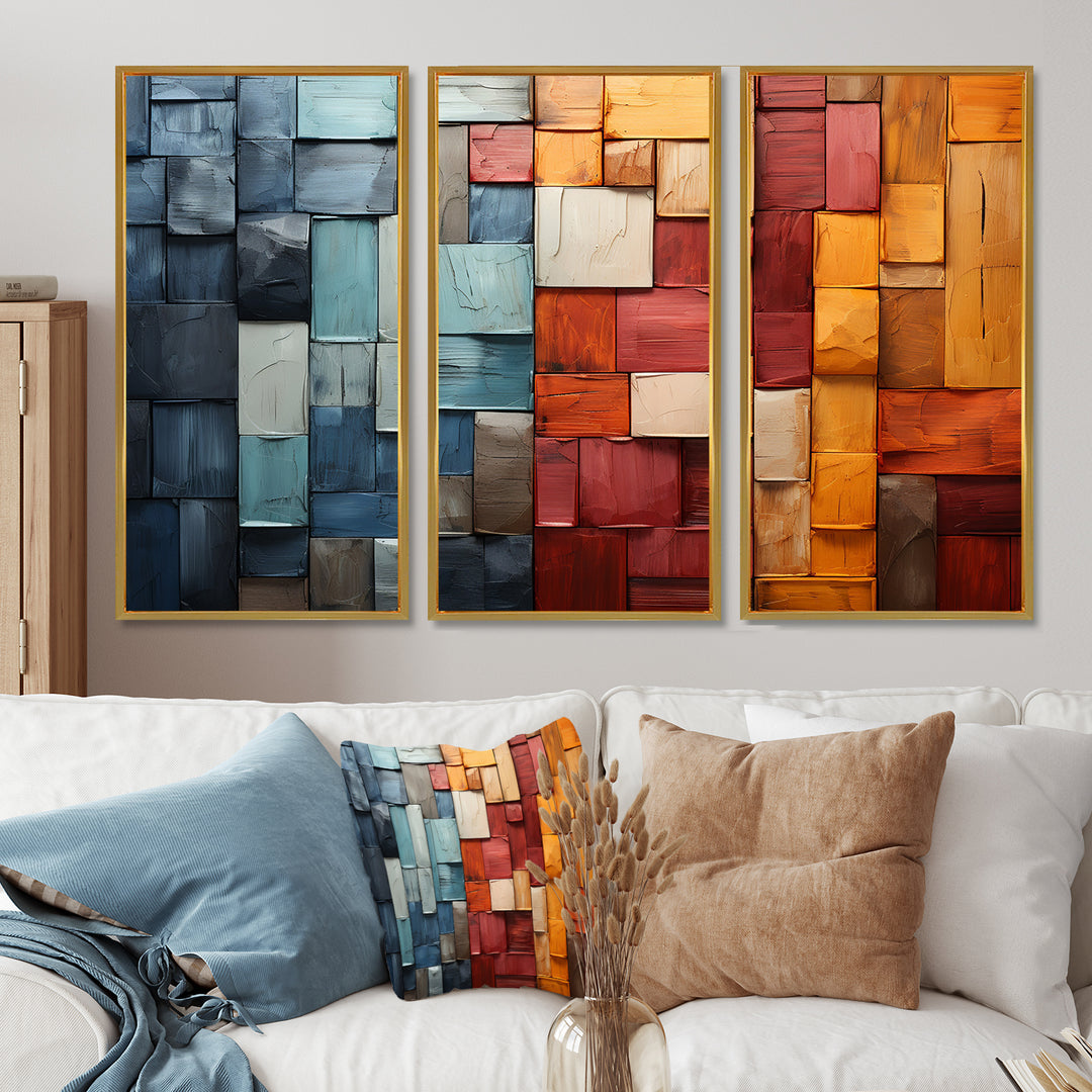 Forest Red Wood Collage I - Multi-Panels