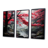 Minimalist Monochrome Red Forest III - Canvas Wall Art Sets