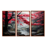 Minimalist Monochrome Red Forest III - Canvas Wall Art Sets