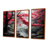 Minimalist Monochrome Red Forest III - Canvas Wall Art Sets