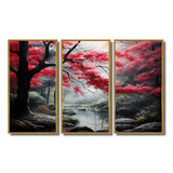 Minimalist Monochrome Red Forest III - Canvas Wall Art Sets