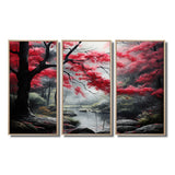 Minimalist Monochrome Red Forest III - Canvas Wall Art Sets