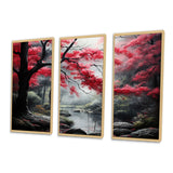 Minimalist Monochrome Red Forest III - Canvas Wall Art Sets