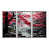Minimalist Monochrome Red Forest III - Canvas Wall Art Sets