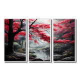 Minimalist Monochrome Red Forest III - Canvas Wall Art Sets