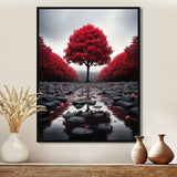 Red And Grey Forest Serenity - Landscapes Canvas Wall Art