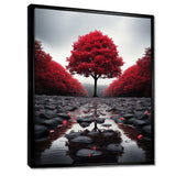 Red And Grey Forest Serenity - Landscapes Canvas Wall Art