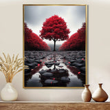 Red And Grey Forest Serenity - Landscapes Canvas Wall Art