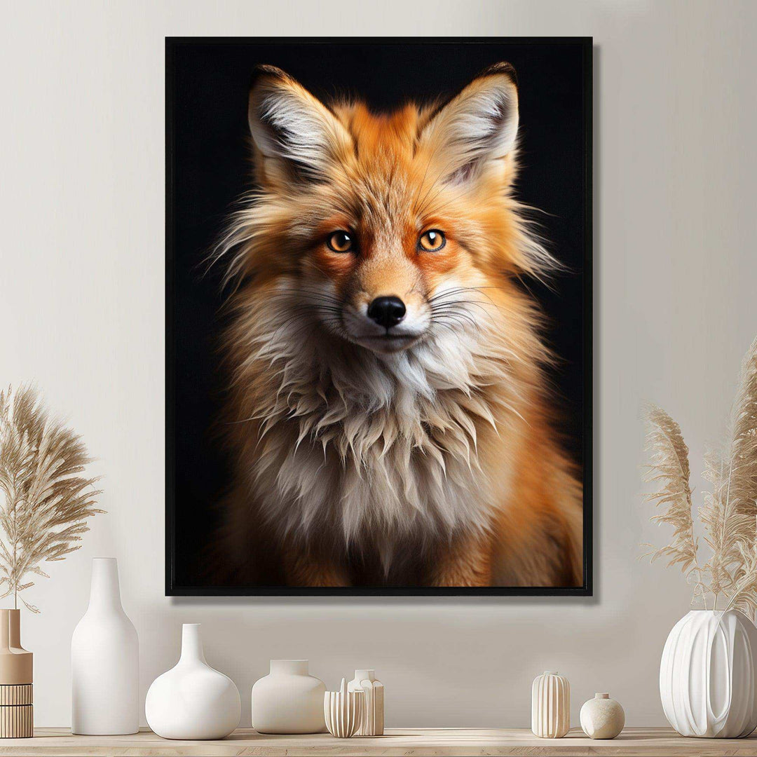 Orange Fox Guardian - Animals Canvas Wall Art