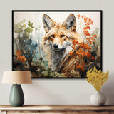 Fox Wilderness Observer Geometric - Animals Canvas Wall Art