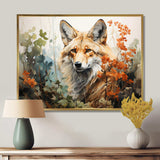 Fox Wilderness Observer Geometric - Animals Canvas Wall Art