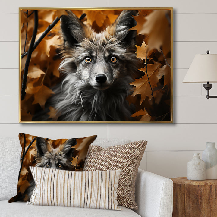 Fox Woodland Enigma - Fox Framed Canvas Art