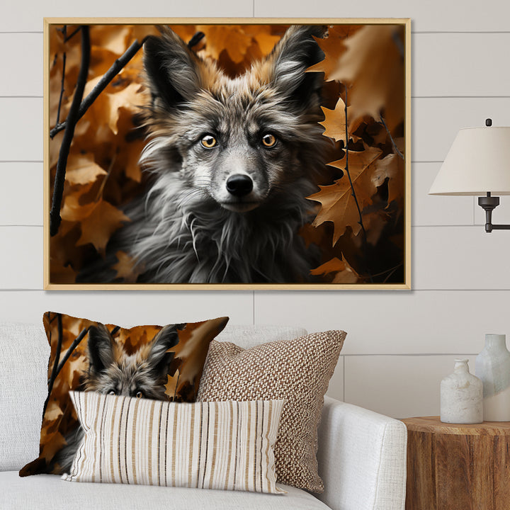 Fox Woodland Enigma - Fox Framed Canvas Art