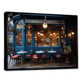 France Parisian Cafe Blues - Landscapes Canvas Wall Art