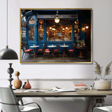 France Parisian Cafe Blues - Landscapes Canvas Wall Art