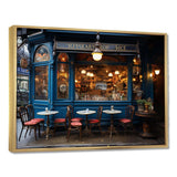 France Parisian Cafe Blues - Landscapes Canvas Wall Art