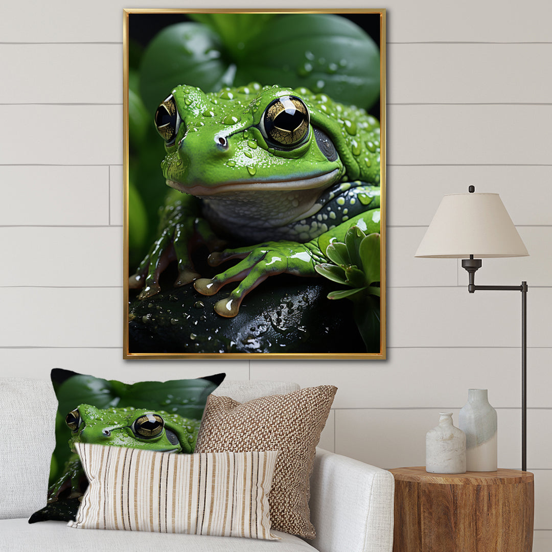 Green Frog Portrait - Frog Wall Art Prints