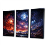 Galaxy Celestial Fireworks IV - 3-Piece Canvas Wall Art