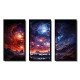 Galaxy Celestial Fireworks IV - 3-Piece Canvas Wall Art