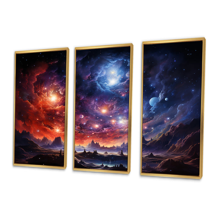 Galaxy Celestial Fireworks IV - 3-Piece Canvas Wall Art