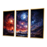 Galaxy Celestial Fireworks IV - 3-Piece Canvas Wall Art