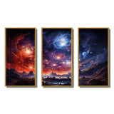 Galaxy Celestial Fireworks IV - 3-Piece Canvas Wall Art