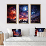 Galaxy Celestial Fireworks IV - 3-Piece Canvas Wall Art