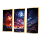 Galaxy Celestial Fireworks IV - 3-Piece Canvas Wall Art