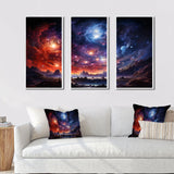 Galaxy Celestial Fireworks IV - 3-Piece Canvas Wall Art