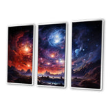 Galaxy Celestial Fireworks IV - 3-Piece Canvas Wall Art