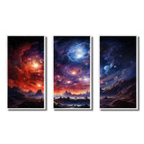 Galaxy Celestial Fireworks IV - 3-Piece Canvas Wall Art