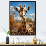 Cute Giraffe Portrait - Beige Giraffe Wall Art