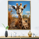 Cute Giraffe Portrait - Beige Giraffe Wall Art