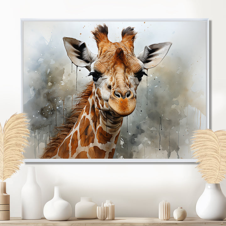 Giraffe Elegant Portrait - Giraffe Framed Canvas Art