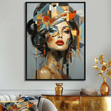 Glam Harmonious Cubist Woman Portrait I - Fashion Canvas Wall Art