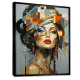 Glam Harmonious Cubist Woman Portrait I - Fashion Canvas Wall Art