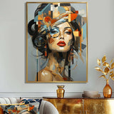 Glam Harmonious Cubist Woman Portrait I - Fashion Canvas Wall Art