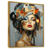 Glam Harmonious Cubist Woman Portrait I - Fashion Canvas Wall Art