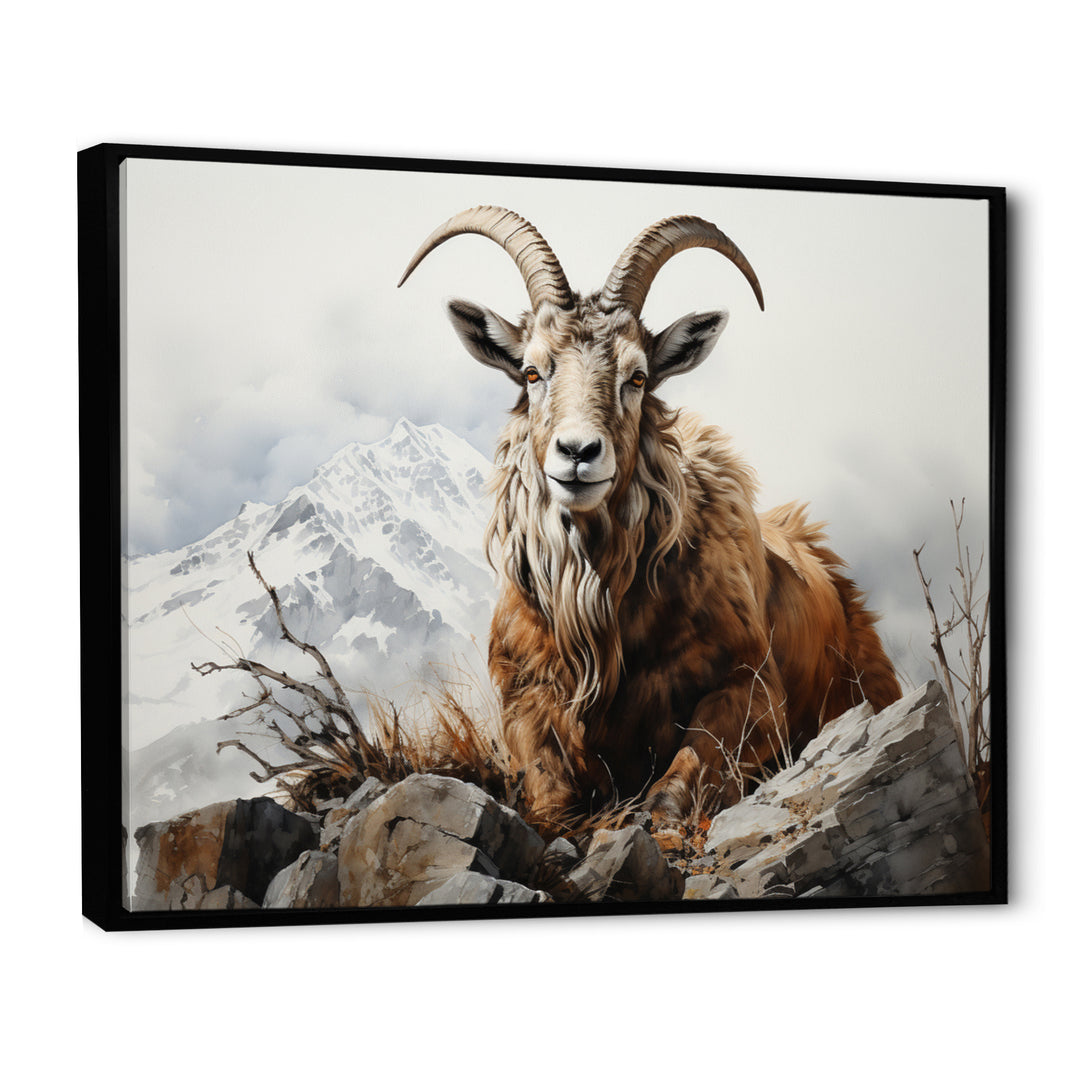 Goat Mountain Majesty - Goat Framed Canvas Art