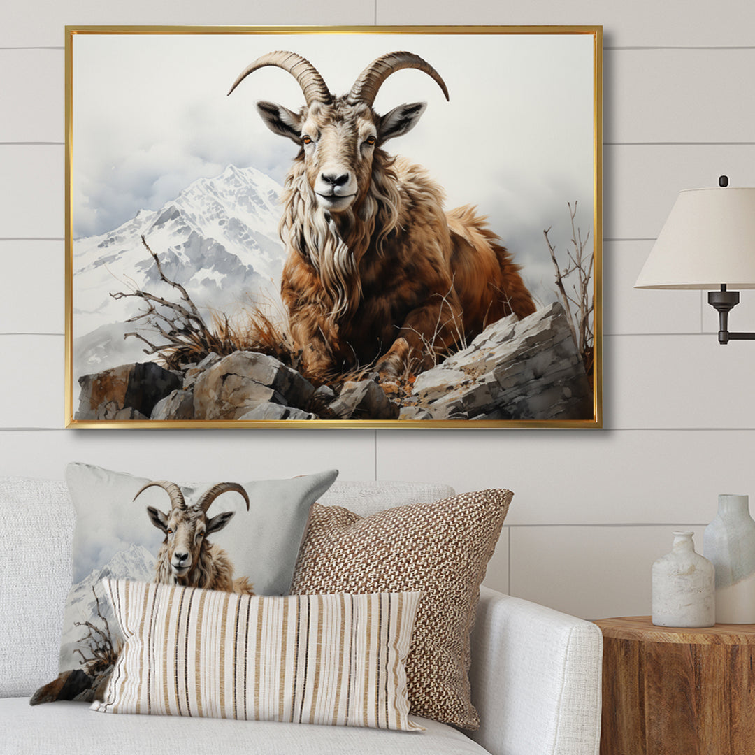 Goat Mountain Majesty - Goat Framed Canvas Art