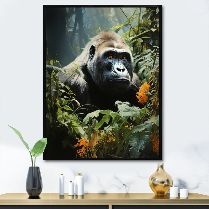 Gorilla In Jungle - Gorilla Living Room Wall Art