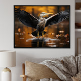Yellow Black Heron Elegance Unveiled - Heron Canvas Wall Art